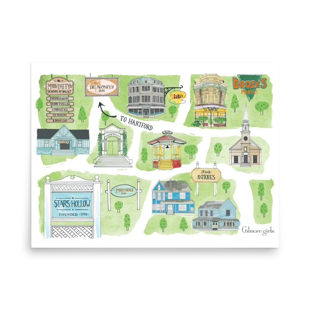 Gilmore Girls Stars Hollow Map Poster