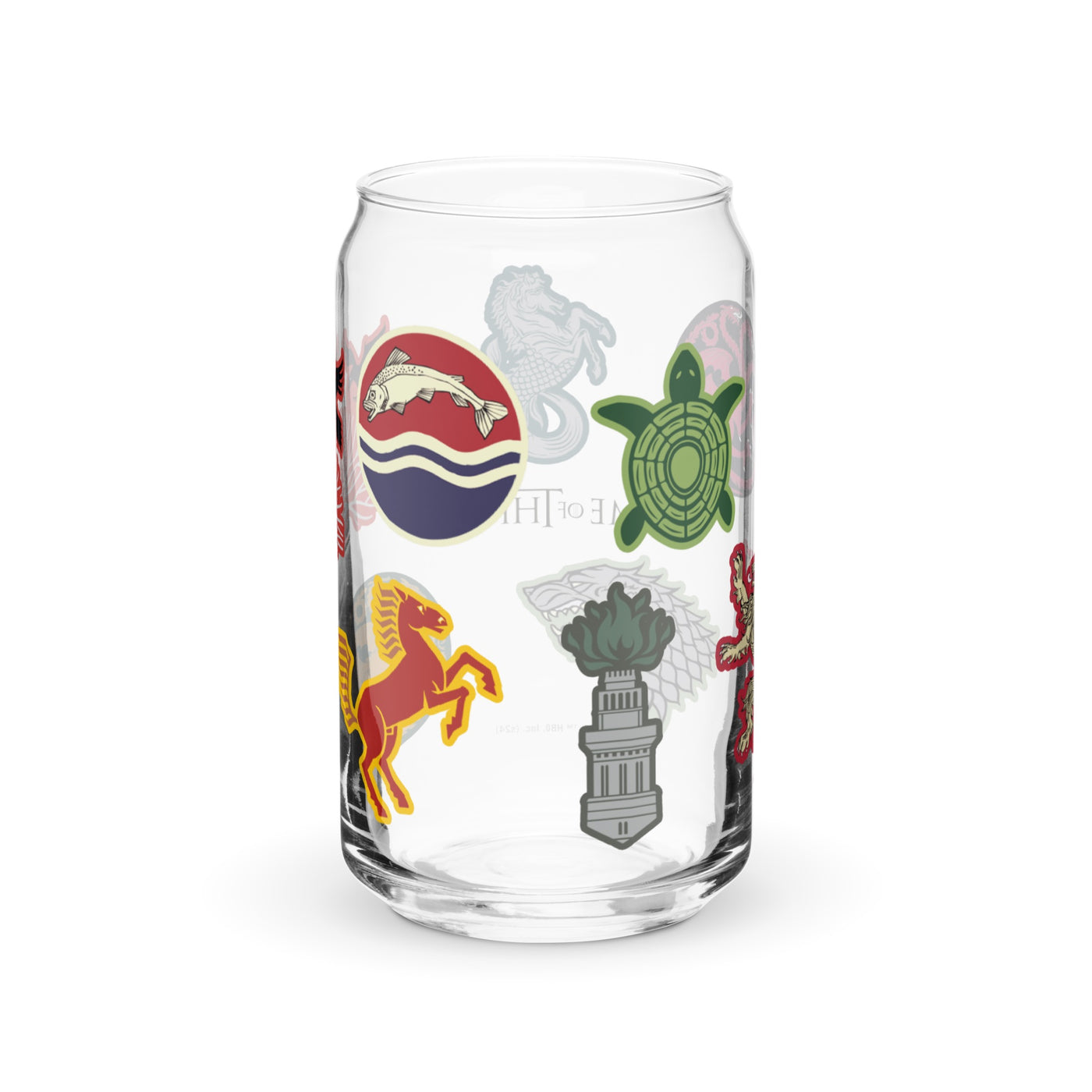 Game of Thrones House Sticker Sigils 16 oz Can Shaped Glass