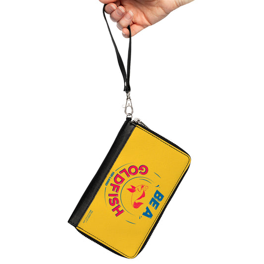 Back view of yellow Ted Lasso quote wallet