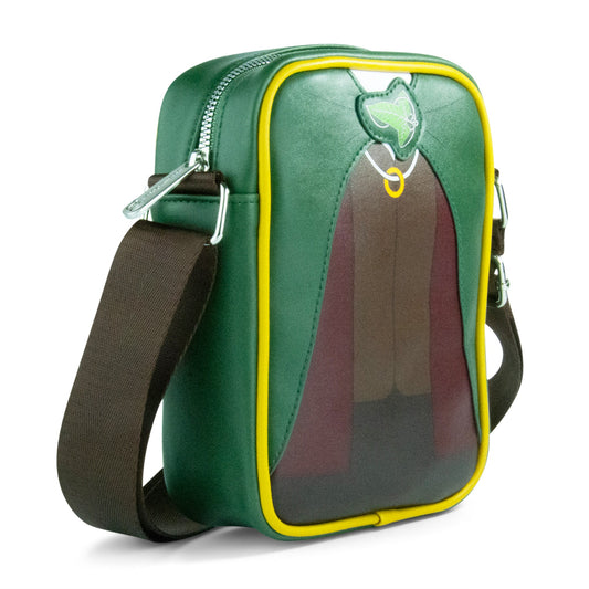 Close-up detail of Frodo Baggins character art on the vegan leather surface.