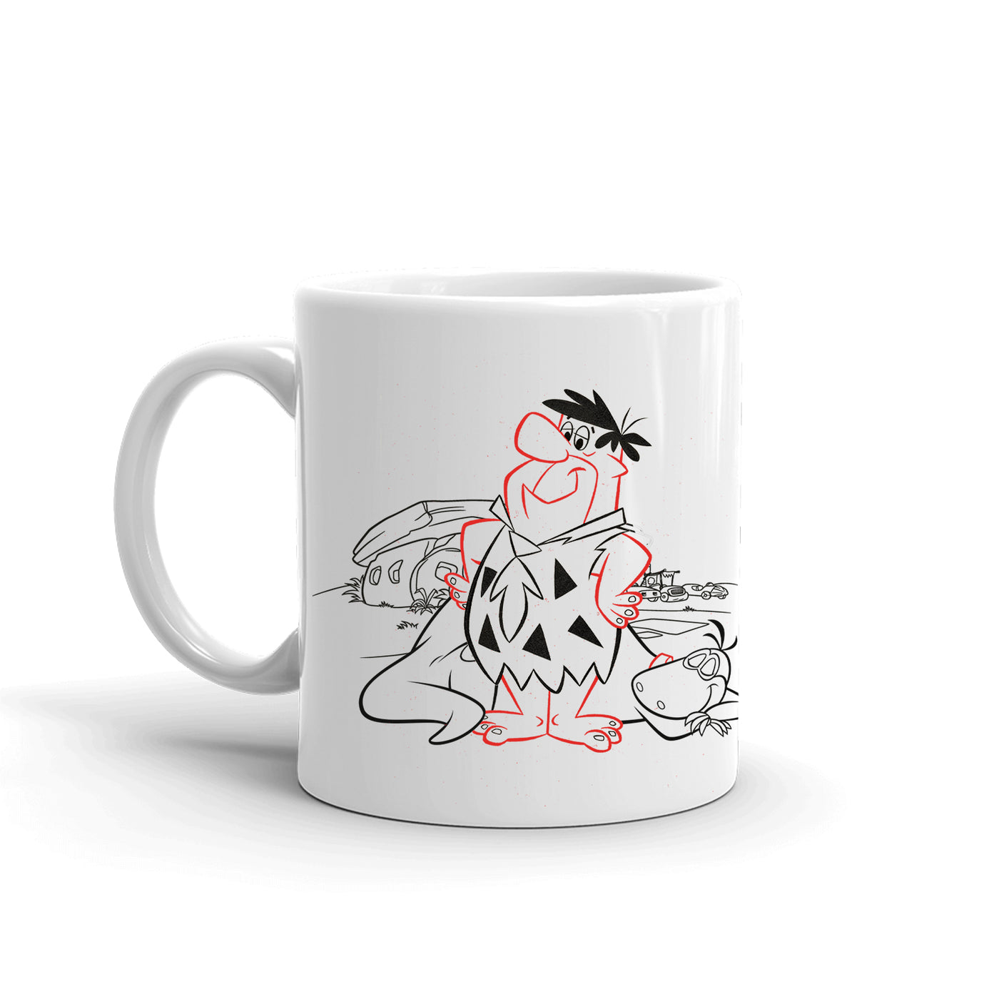 The Flintstones Fred and Dino Black Mug