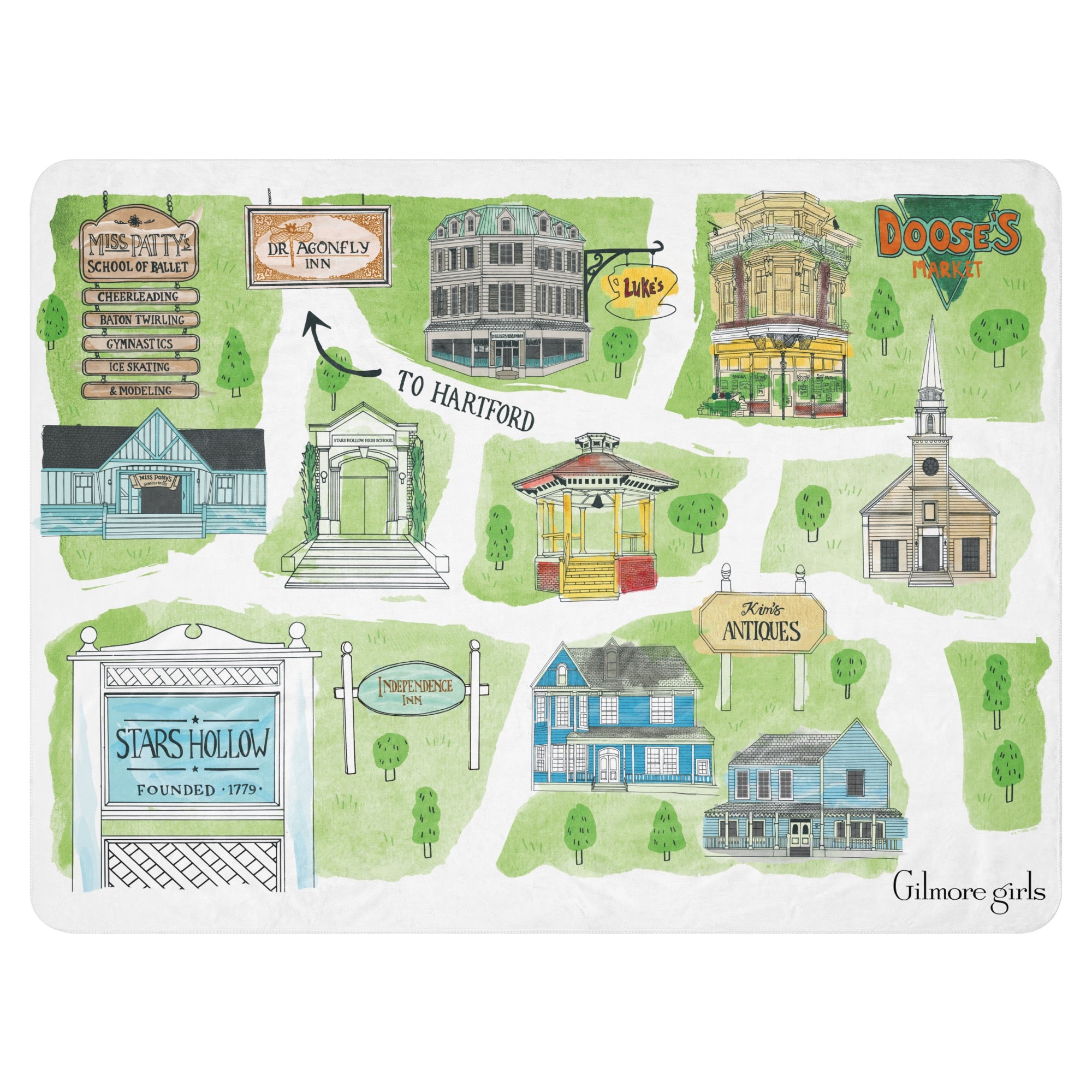 Gilmore Girls Stars Hollow Map Sherpa Blanket Warner Bros. Shop