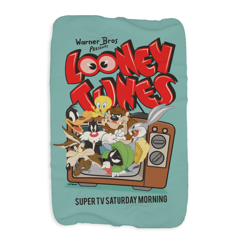 Looney Tunes Super TV Saturday Morning Sherpa Blanket