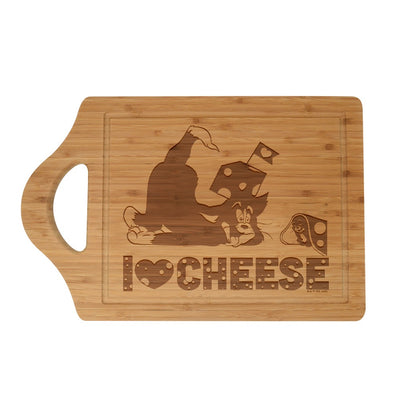 Tom and Jerry I Love Cheese Laser Engraved Cutting Board