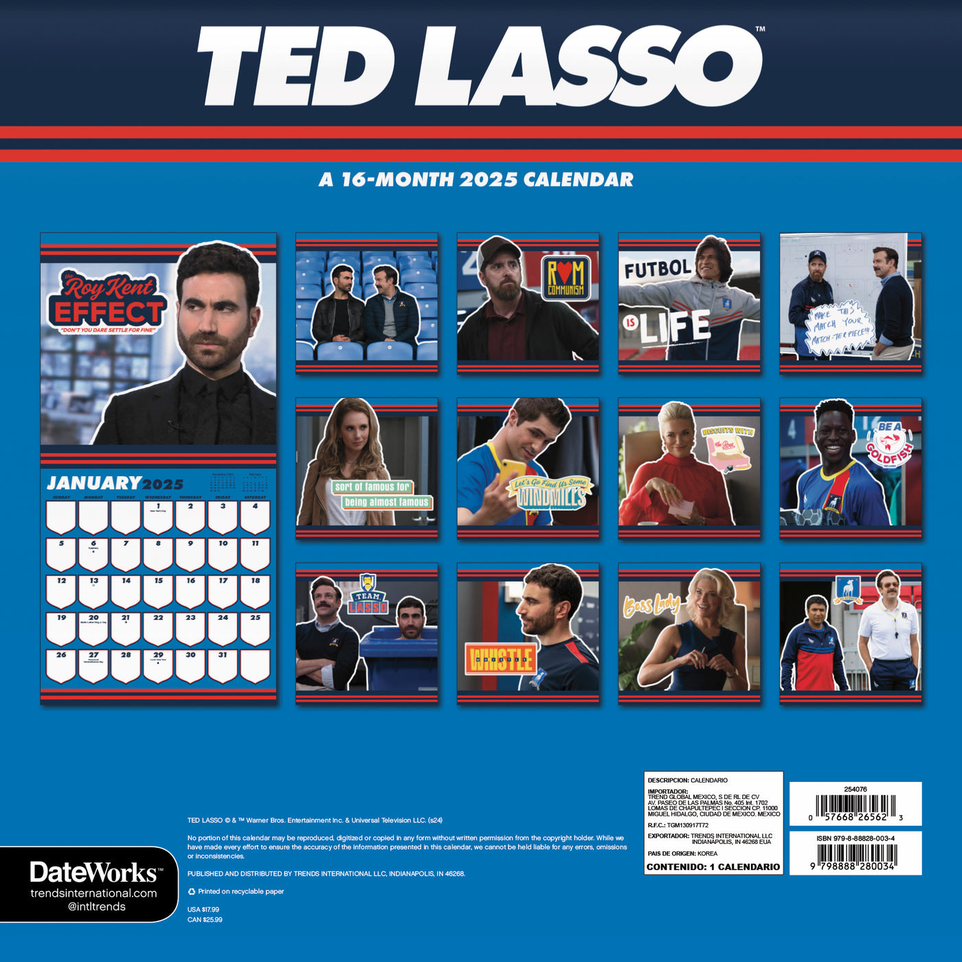 Ted Lasso 2025 16-Month Wall Calendar