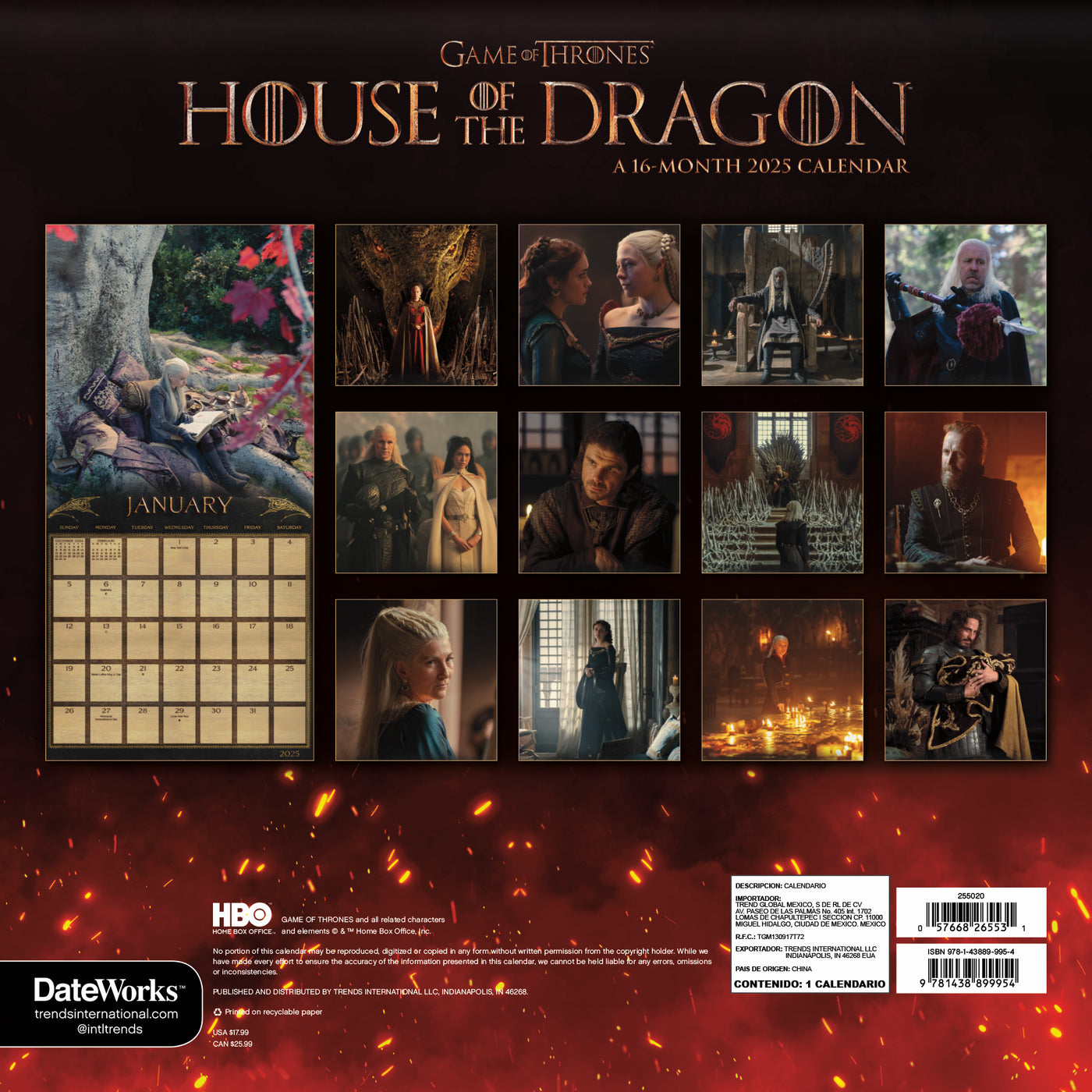 House of the Dragon 2025 16-Month Wall Calendar