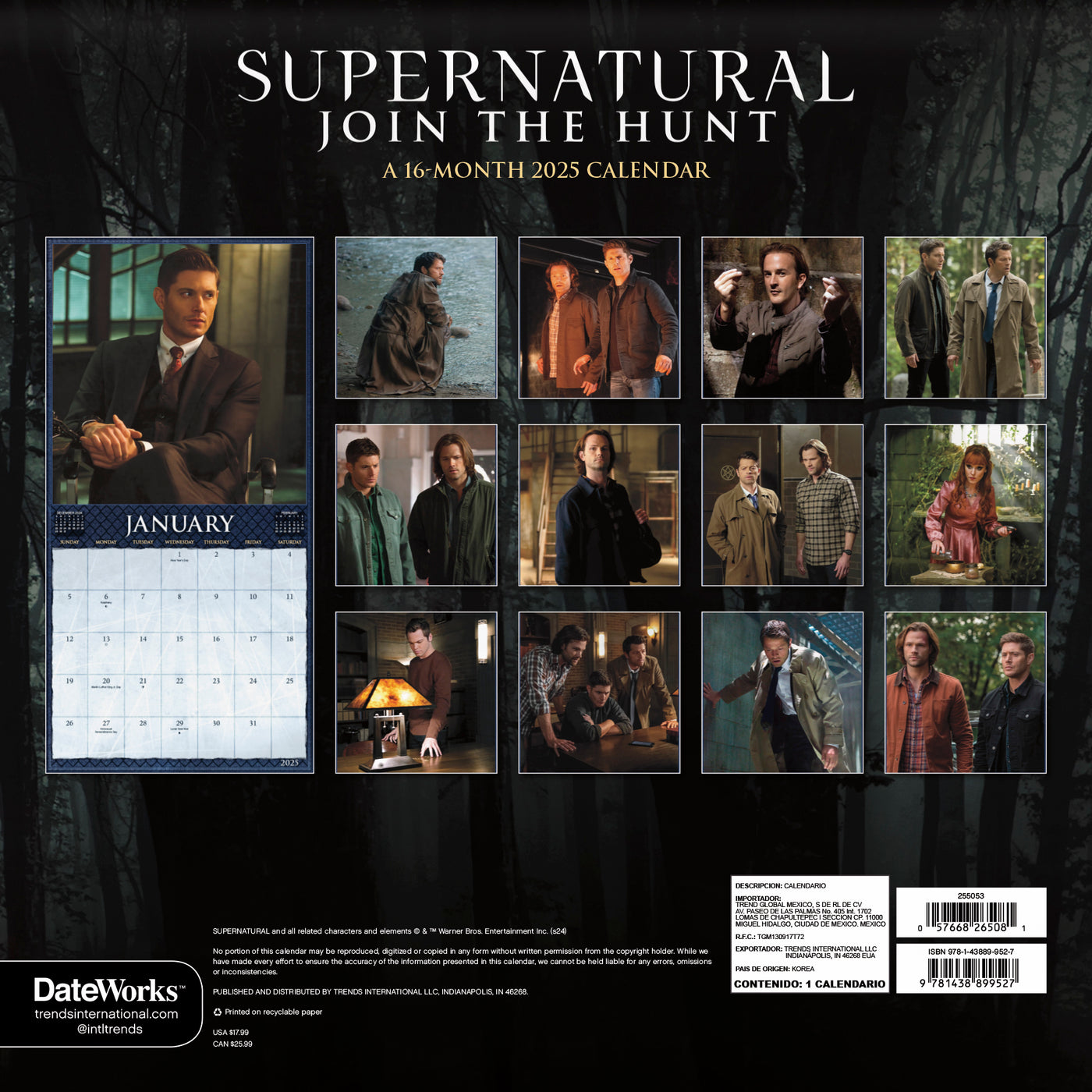 Supernatural 2025 16-Month Wall Calendar