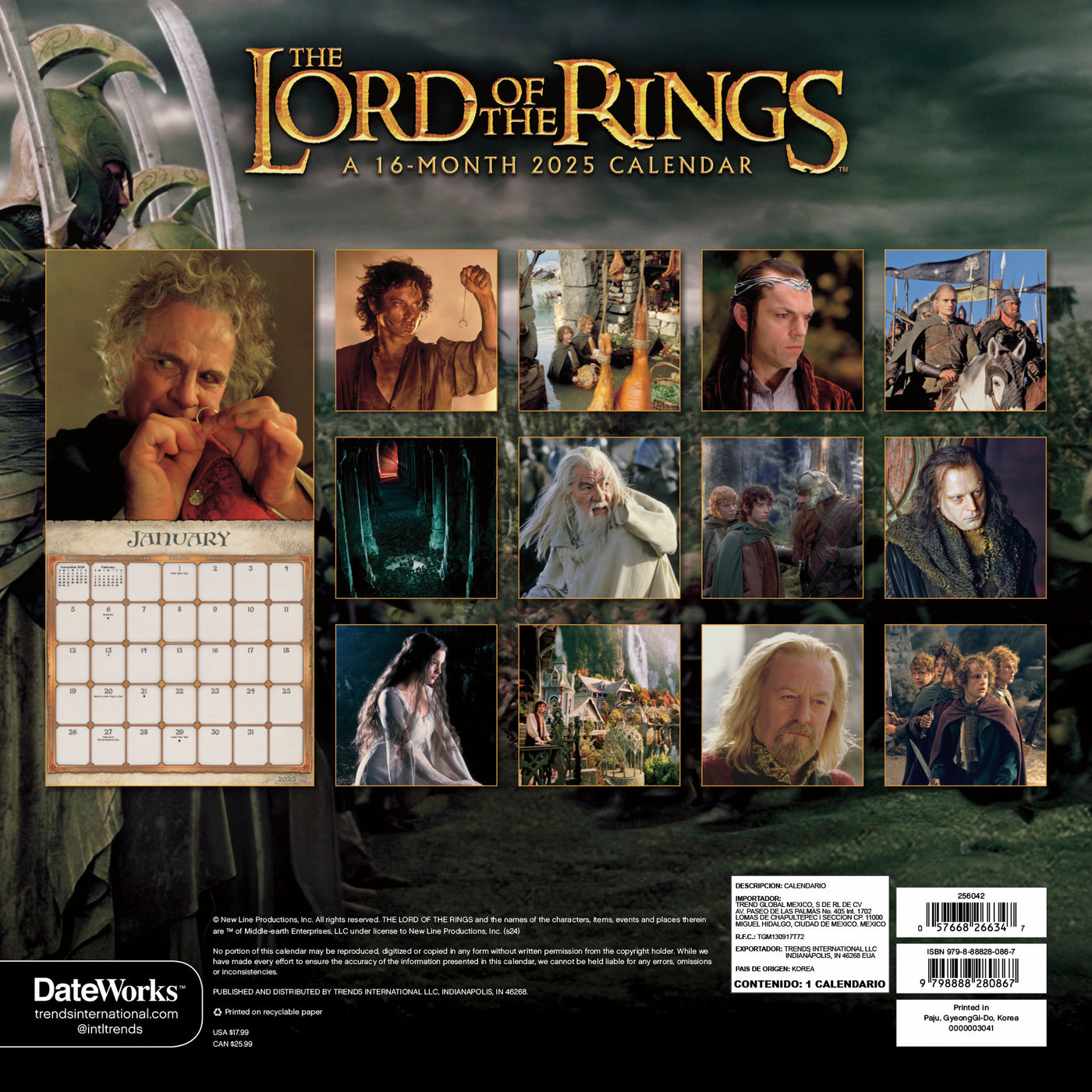 The Lord of the Rings 2025 16-Month Wall Calendar