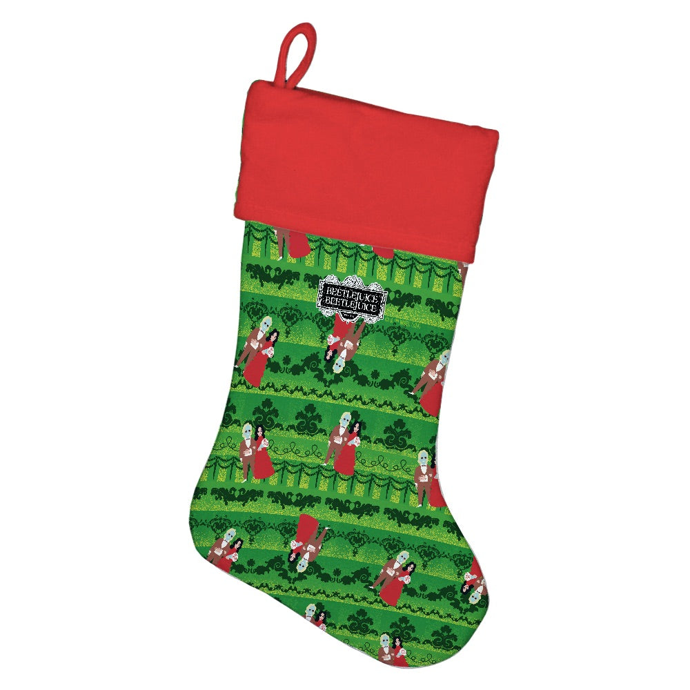 Beetlejuice Beetlejuice Celebration Pattern Holiday Stocking