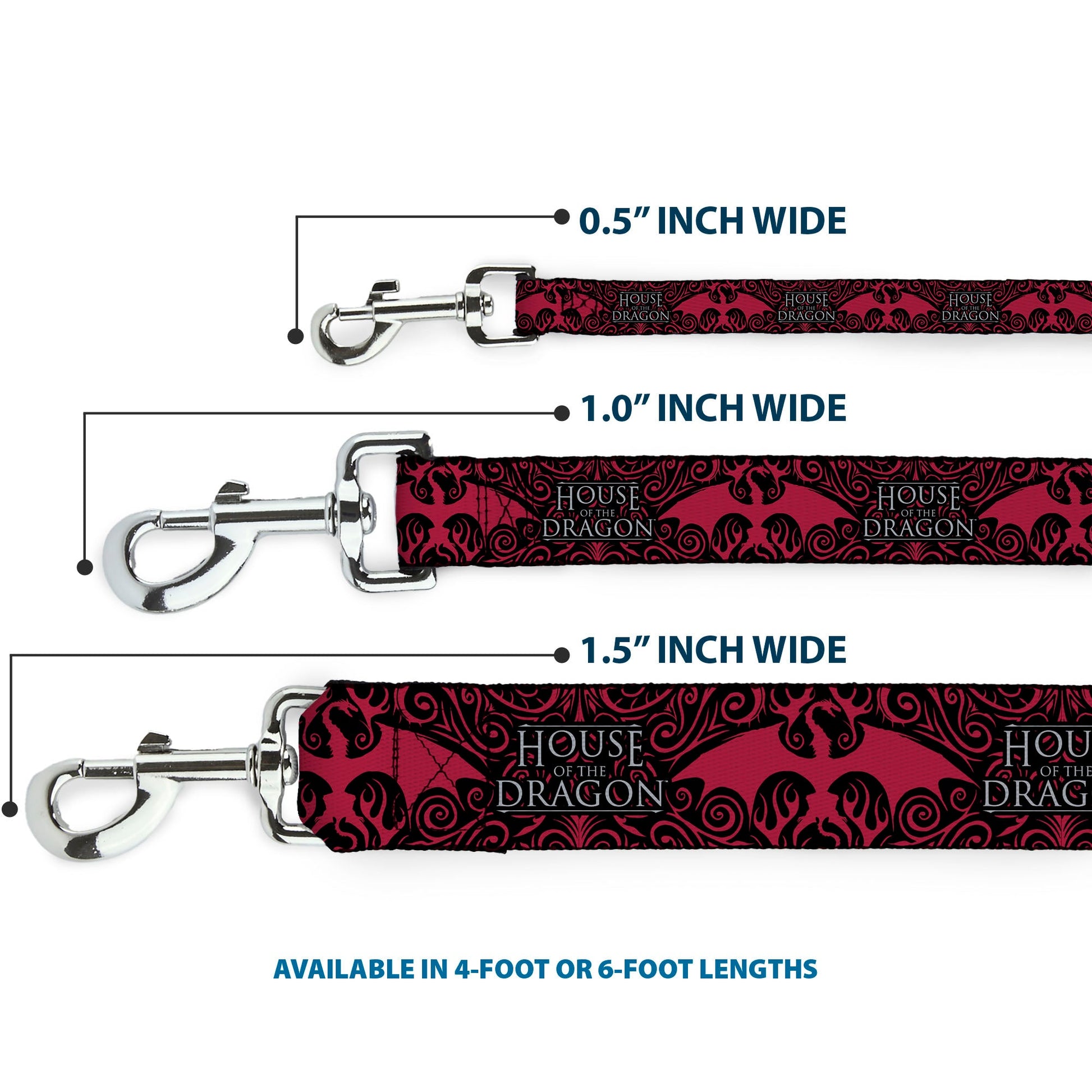 Full length view of the House of the Dragon black and red pet leash
