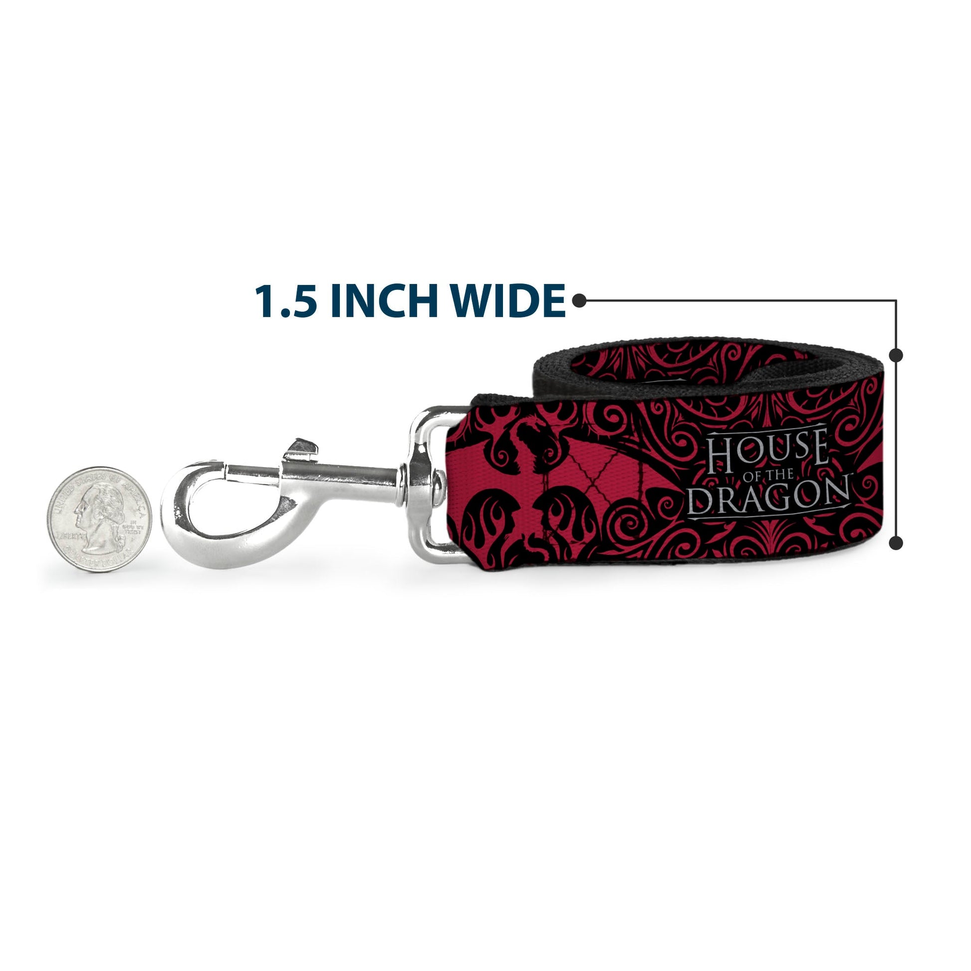 Durable nylon leash handle featuring the House of the Dragon sigil