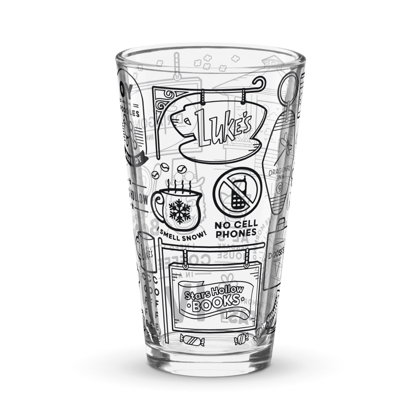 Gilmore Girls Doodle Icons 16 oz Pint Glass