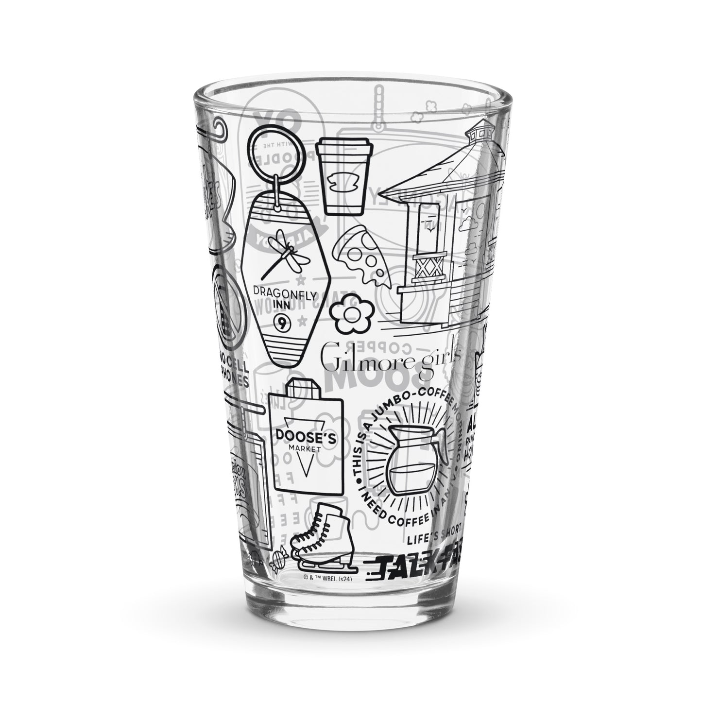 Gilmore Girls Doodle Icons 16 oz Pint Glass