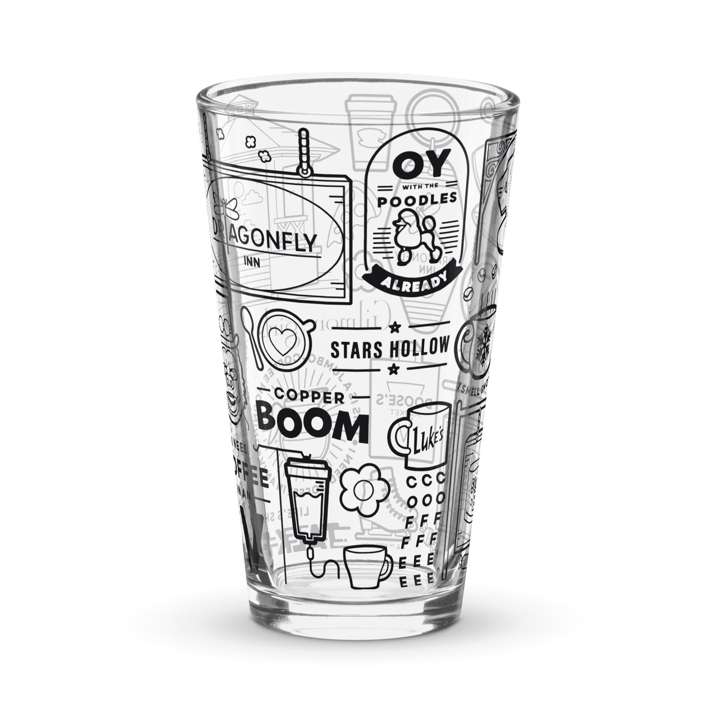 Gilmore Girls Doodle Icons 16 oz Pint Glass