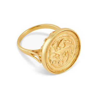 House of the Dragon & Jessica de Lotz: King Viserys Targaryen I Golden Ring - Size 10