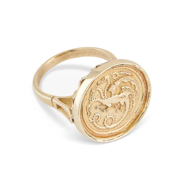 House of the Dragon & Jessica de Lotz: King Viserys Targaryen I 9ct Golden Ring - Size 10