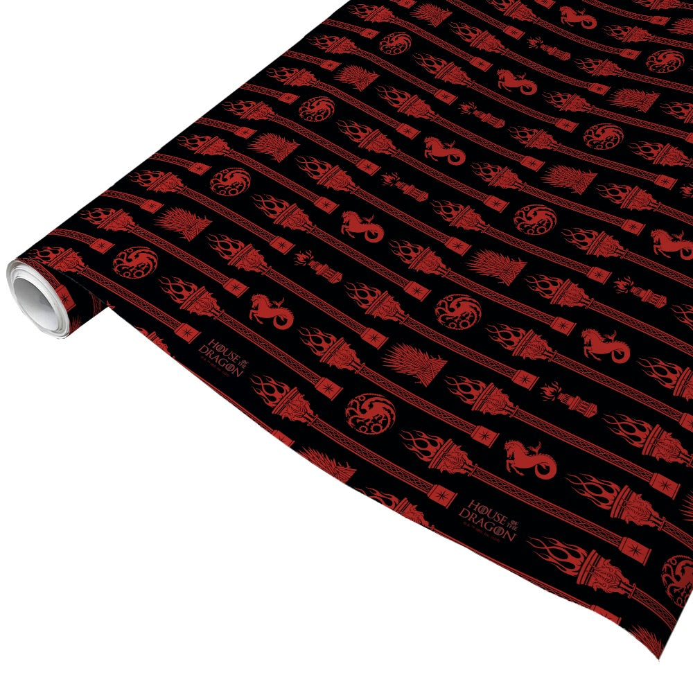 House of the Dragon Sigils Pattern Wrapping Paper