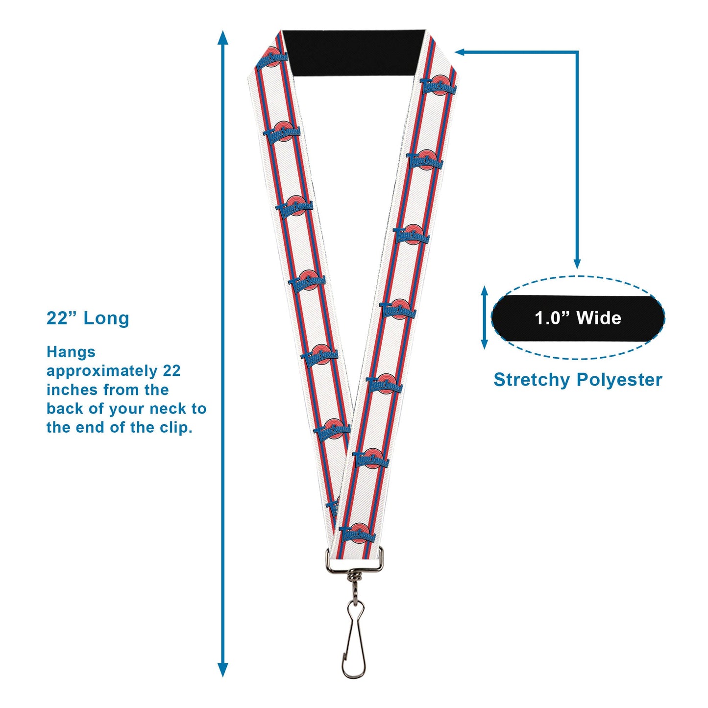 Metal swivel hook attachment on the Space Jam Tune Squad lanyard.