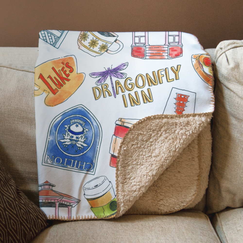 Gilmore Girls All Over Print Pattern Sherpa Blanket gilmore-girls-all-over-print-pattern-sherpa-blanket