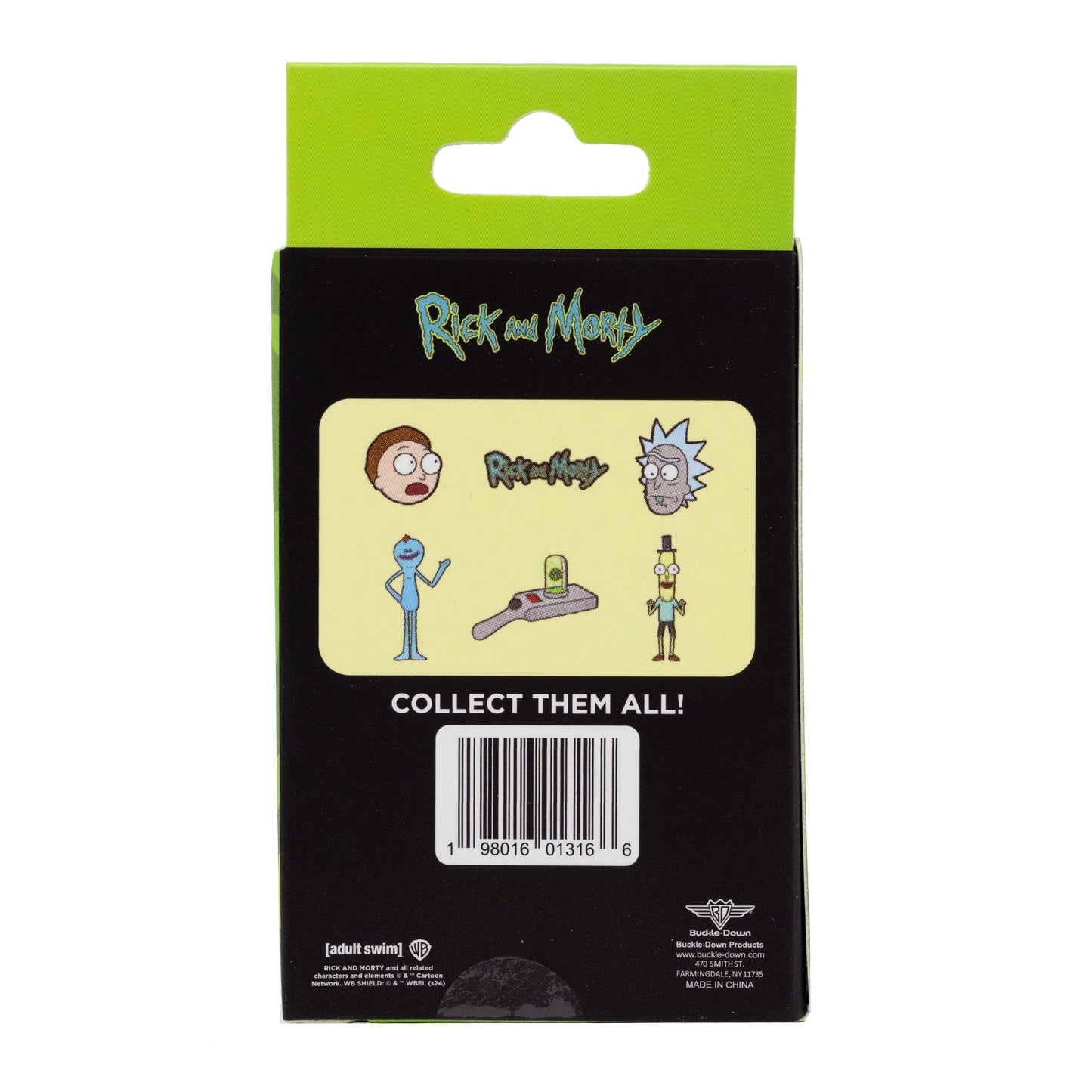 The complete set of Rick and Morty mystery enamel pins including Rick and Morty
