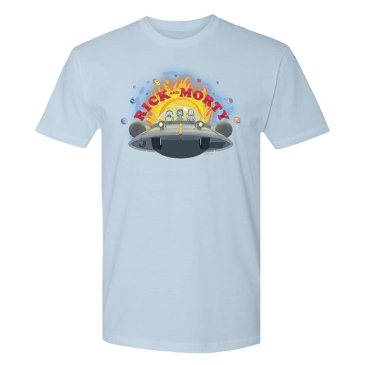 Rick & morty spaceship adult short sleeve t-shirt - light blue