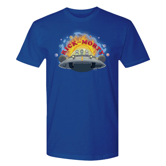 Rick & morty spaceship adult short sleeve t-shirt - royal