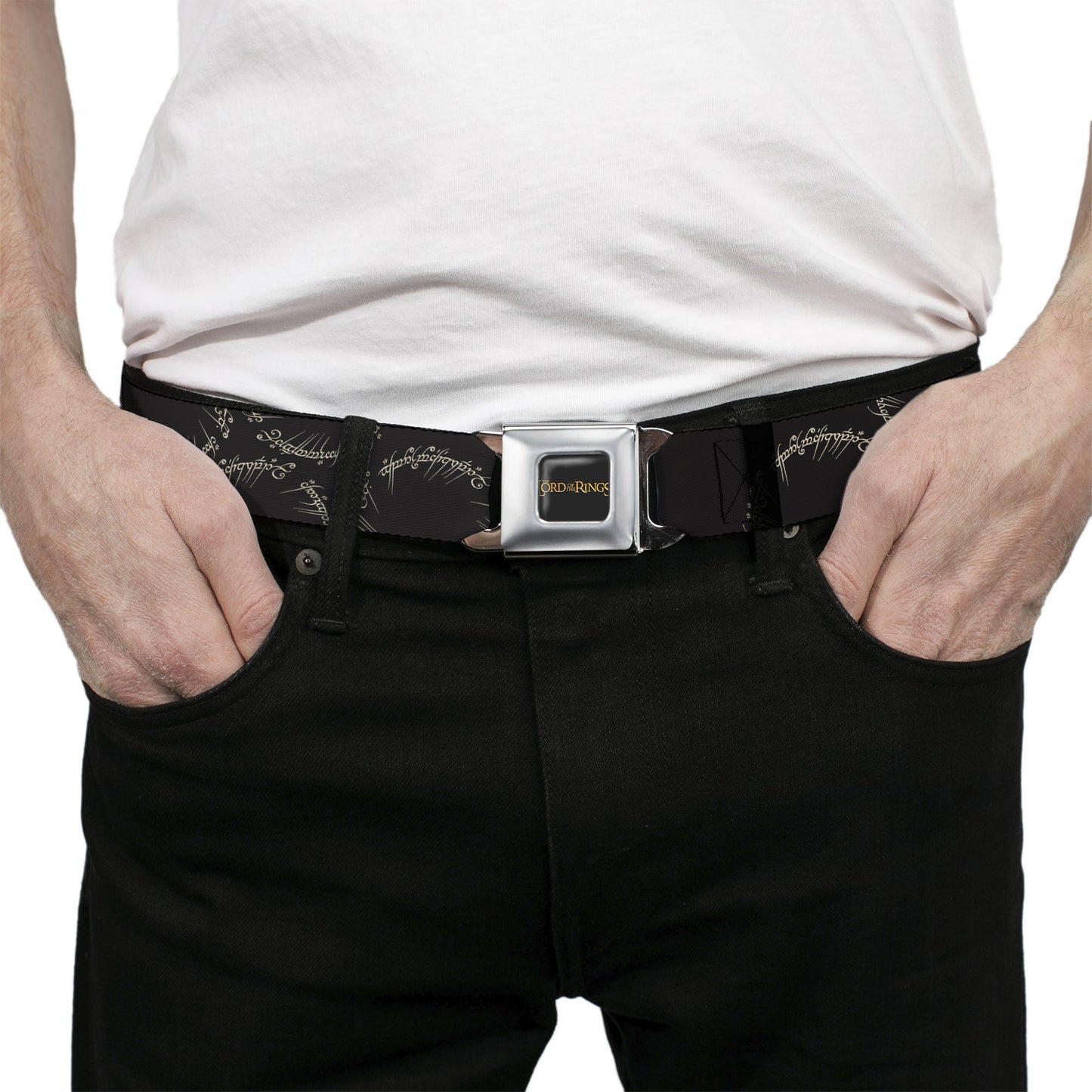 Detail of the press-button seatbelt buckle closure
