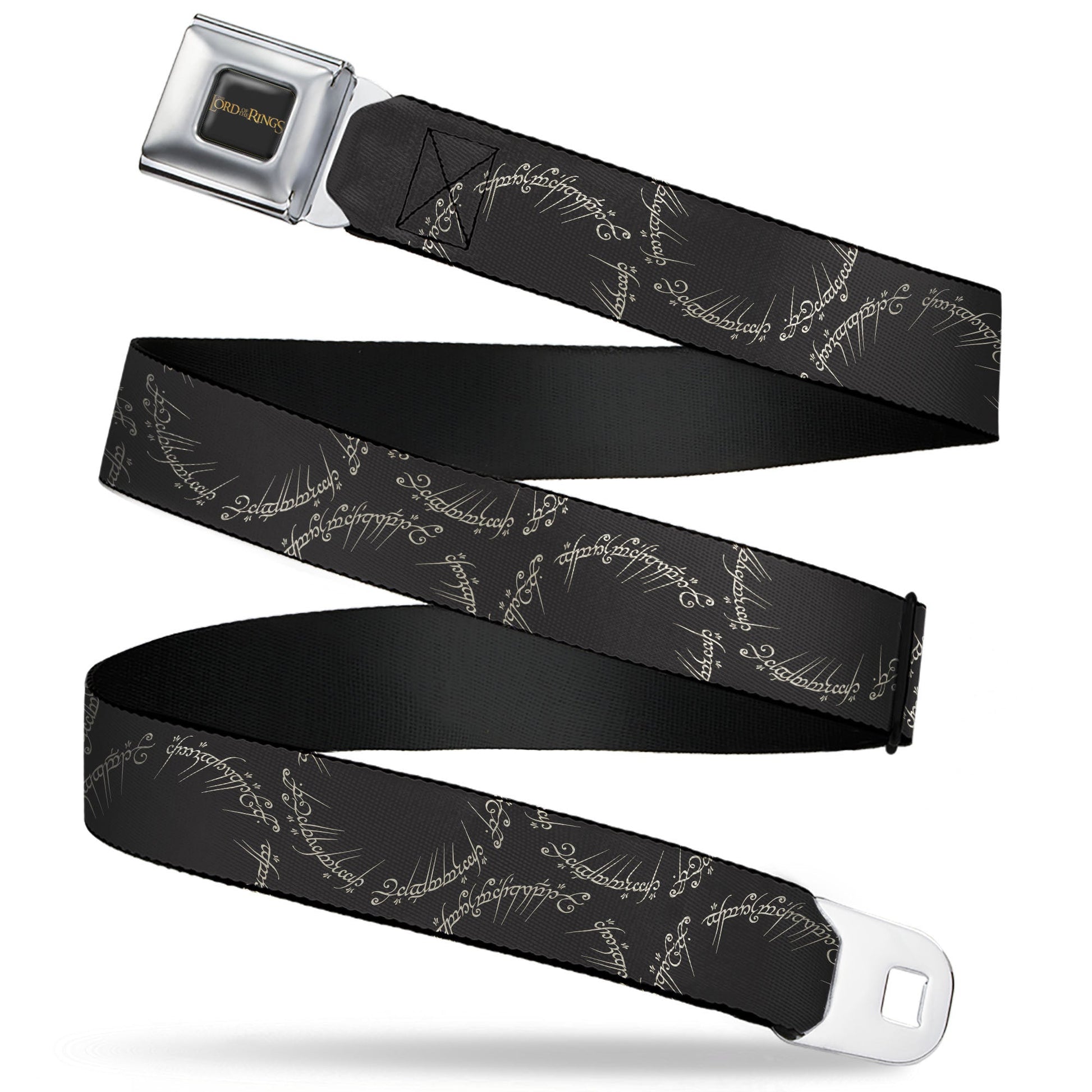 Front view of The Lord of the Rings seatbelt belt with logo