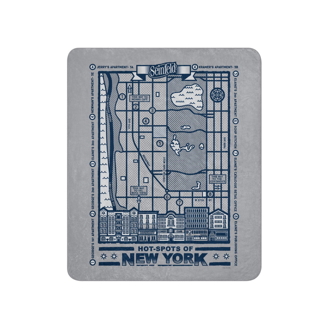 Seinfeld Hot-Spots of New York Sherpa Blanket