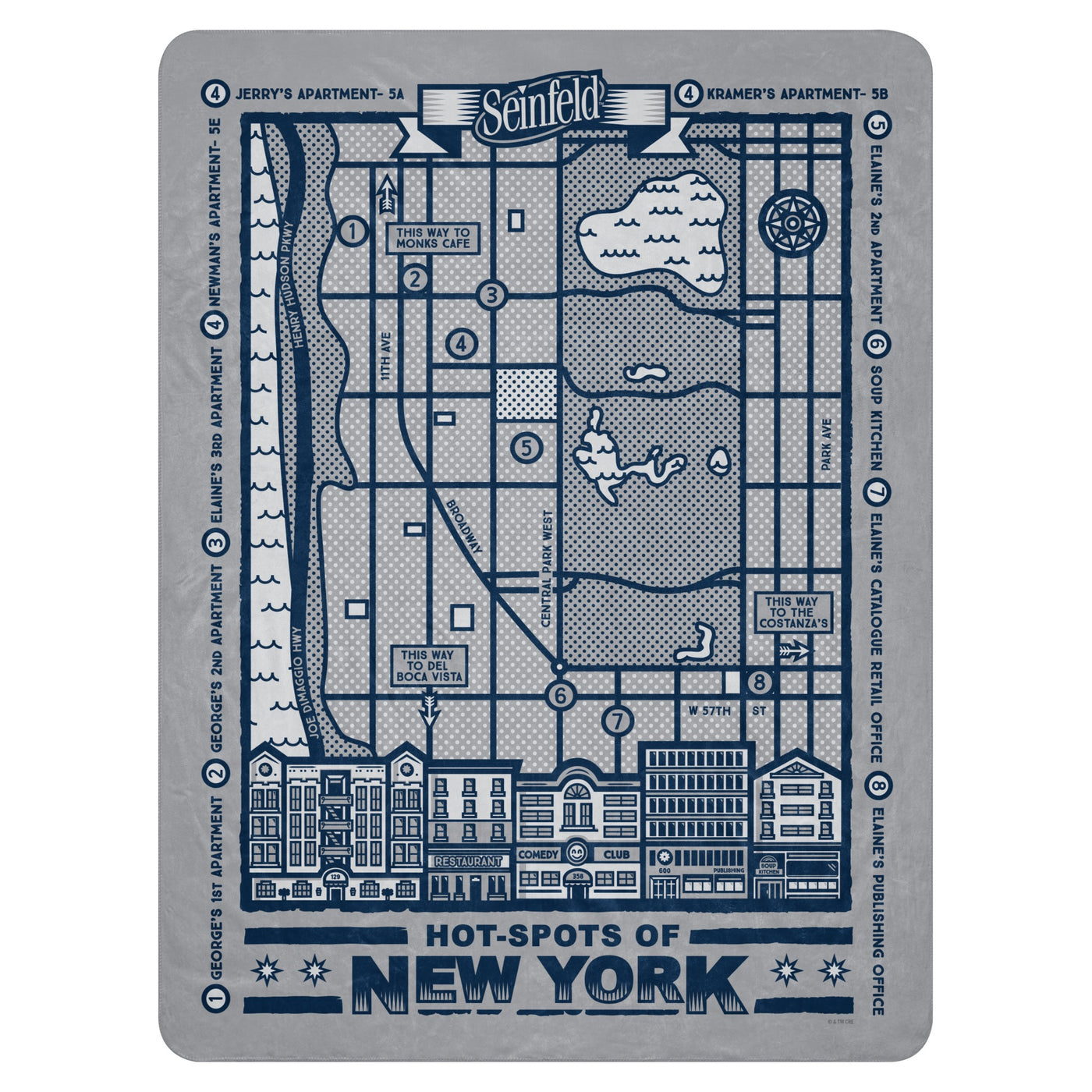 Seinfeld Hot-Spots of New York Sherpa Blanket