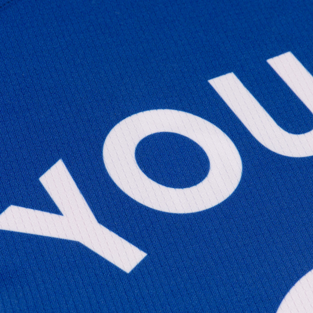 View of the personalized number printing on the back of the jersey.