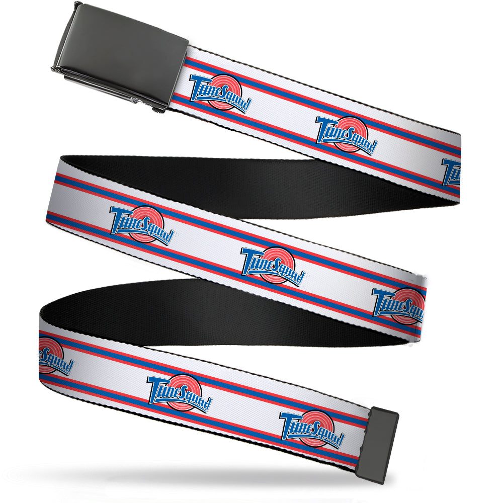 Space Jam Tune Squad web belt with red white and blue stripes and black buckle.
