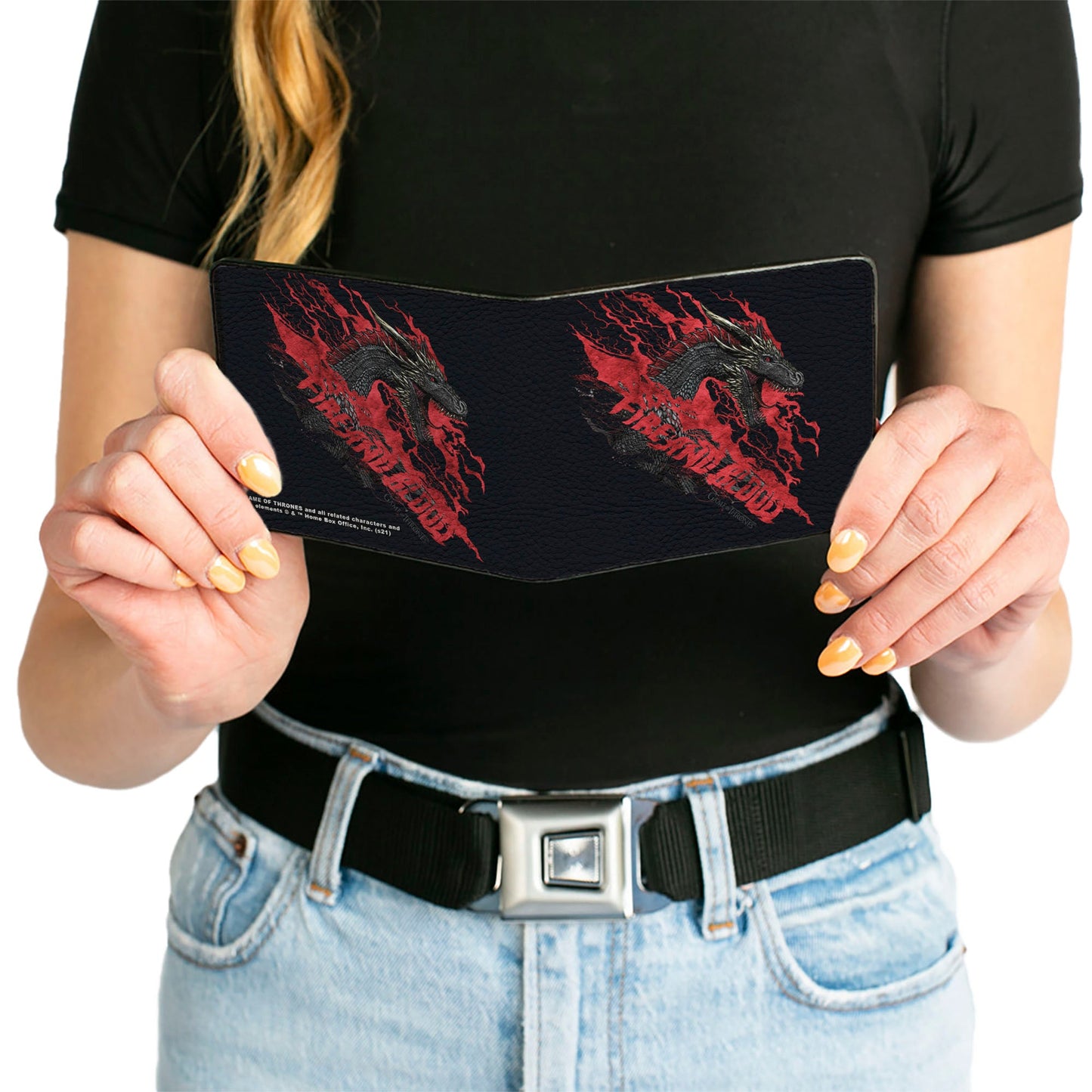 Targaryen dragon sigil detail on vegan leather wallet