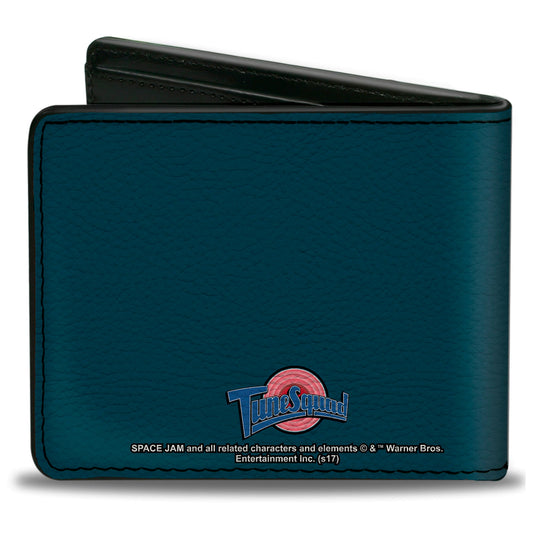 Tune Squad 7-player group pose detail on blue galaxy wallet