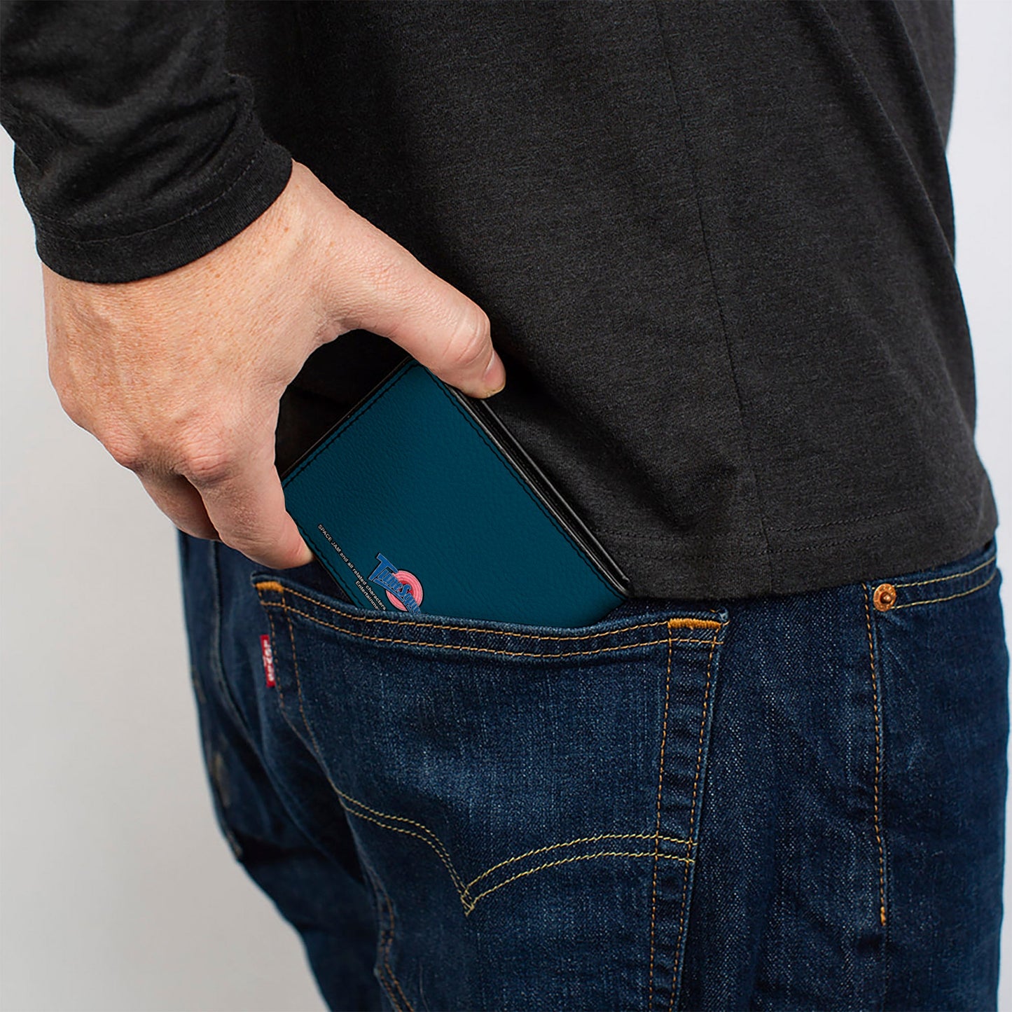 Detail of vegan leather texture on Space Jam Tune Squad wallet
