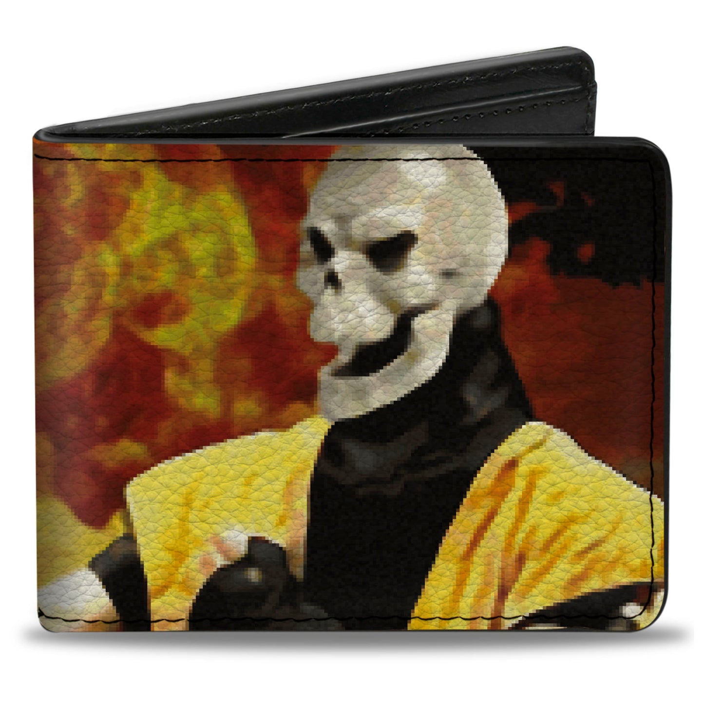 Front view of Mortal Kombat Scorpion Flame Pose Bi-Fold Wallet
