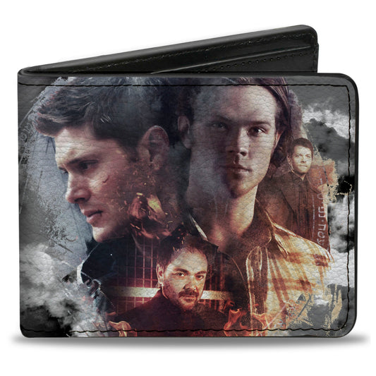Supernatural 4-Character Poses Bi-Fold Wallet front view showing Sam, Dean, Castiel, and Jack.