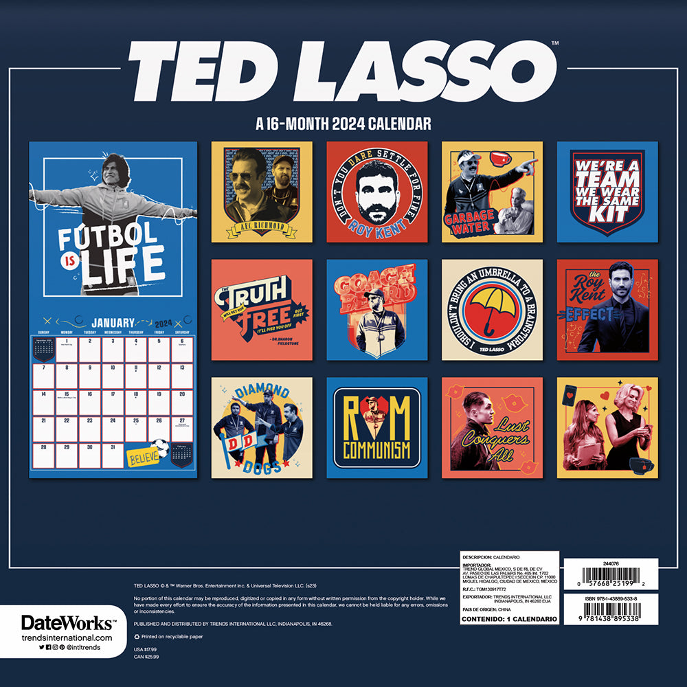 Ted Lasso 16-Month 2024 Wall Calendar