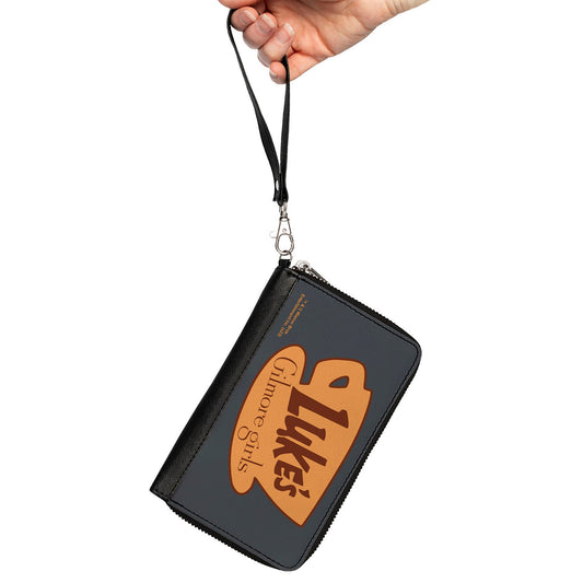 Interior of Gilmore Girls zip-around wallet showing card slots and coin pouch