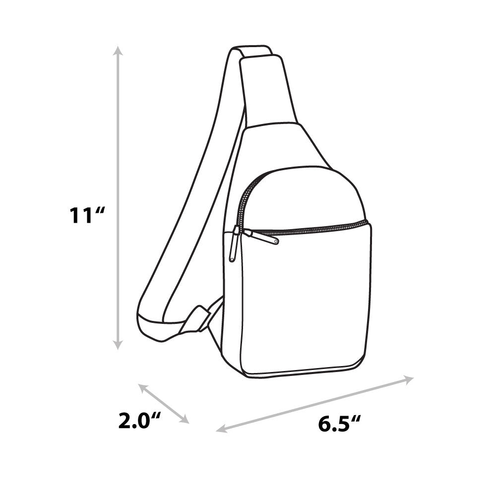 Interior and side view of the Pickle Rick sling bag highlighting the zipper compartments