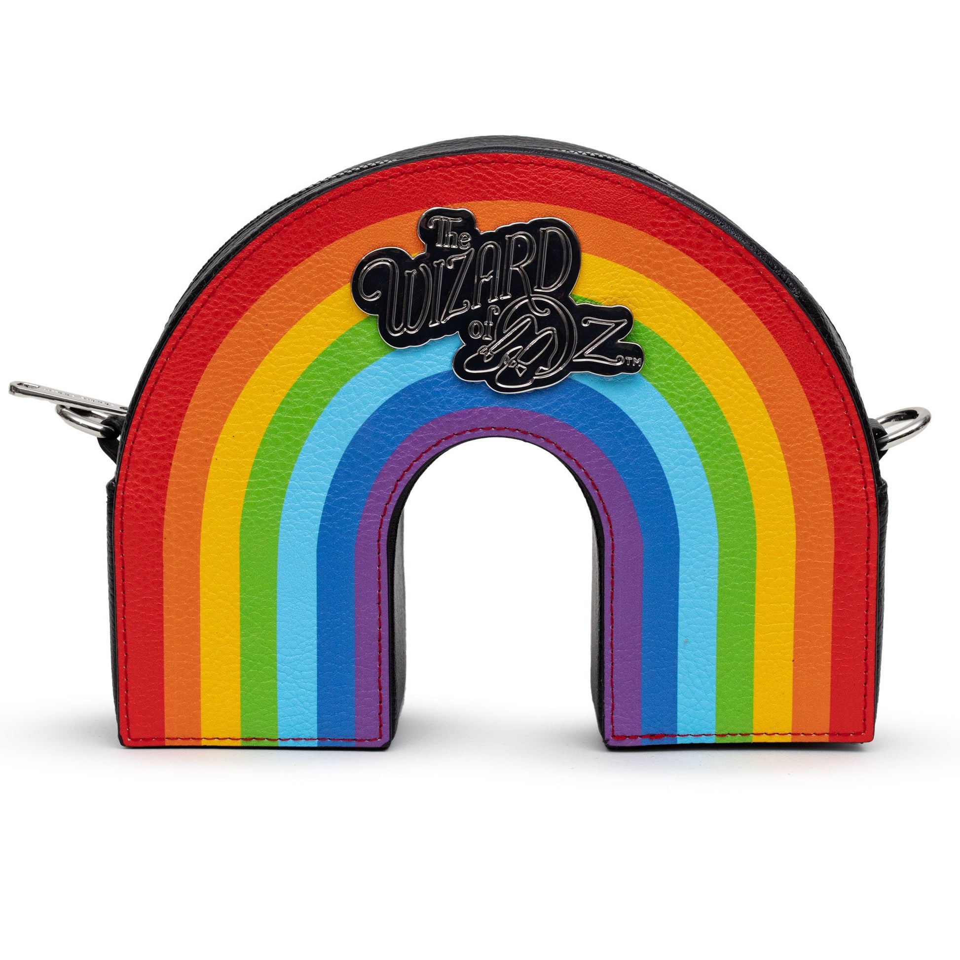 Front view of The Wizard of Oz Rainbow Vegan Leather Crossbody Bag