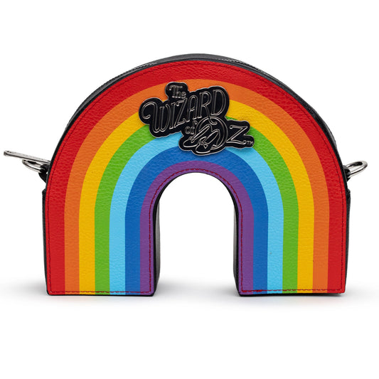 Front view of The Wizard of Oz Rainbow Vegan Leather Crossbody Bag