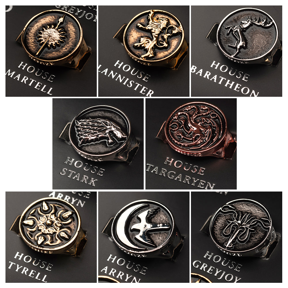 Game of Thrones House Sigil Adjustable 8-Ring Set