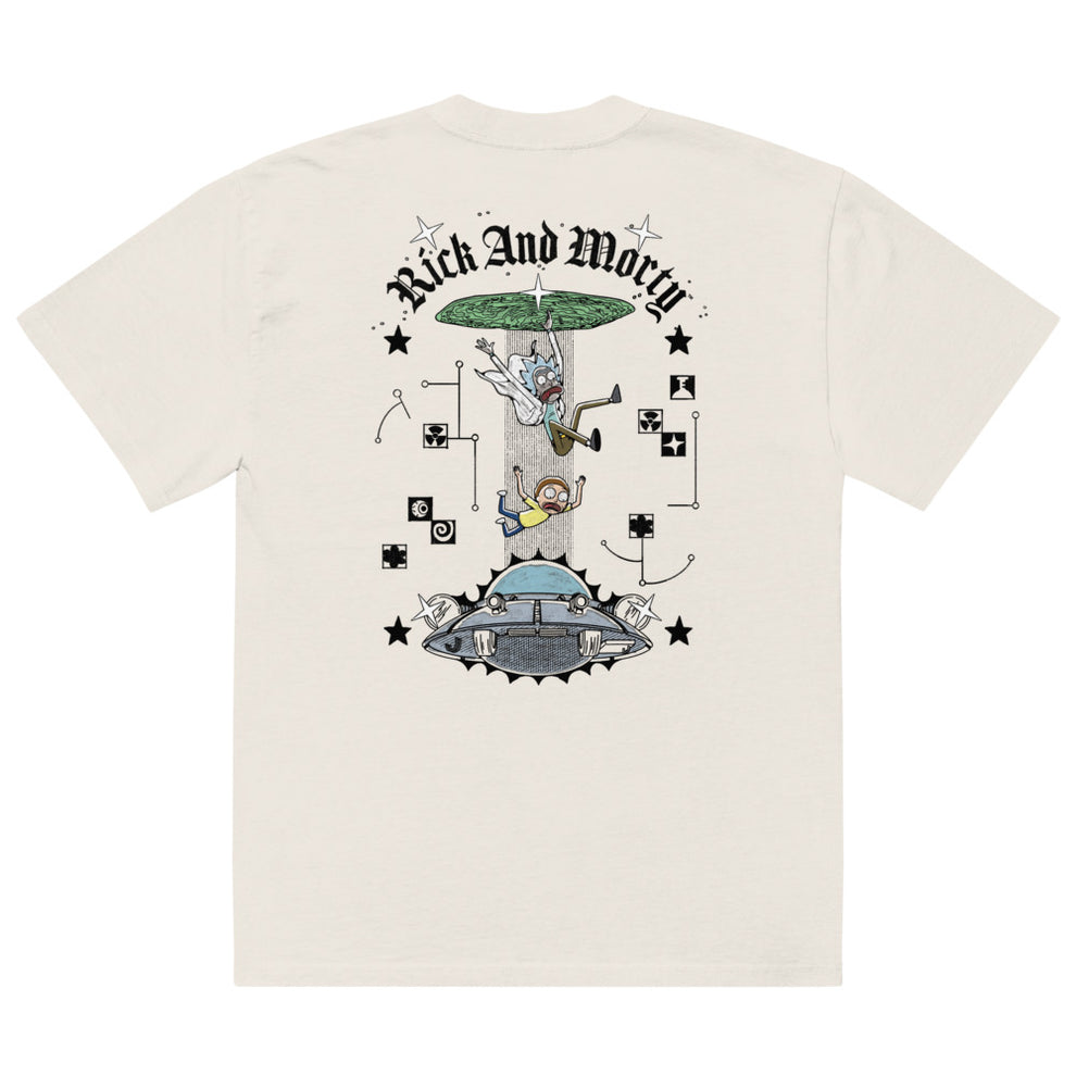 Rick and Morty Portal Fall Oversized Faded T-Shirt Faded Bone