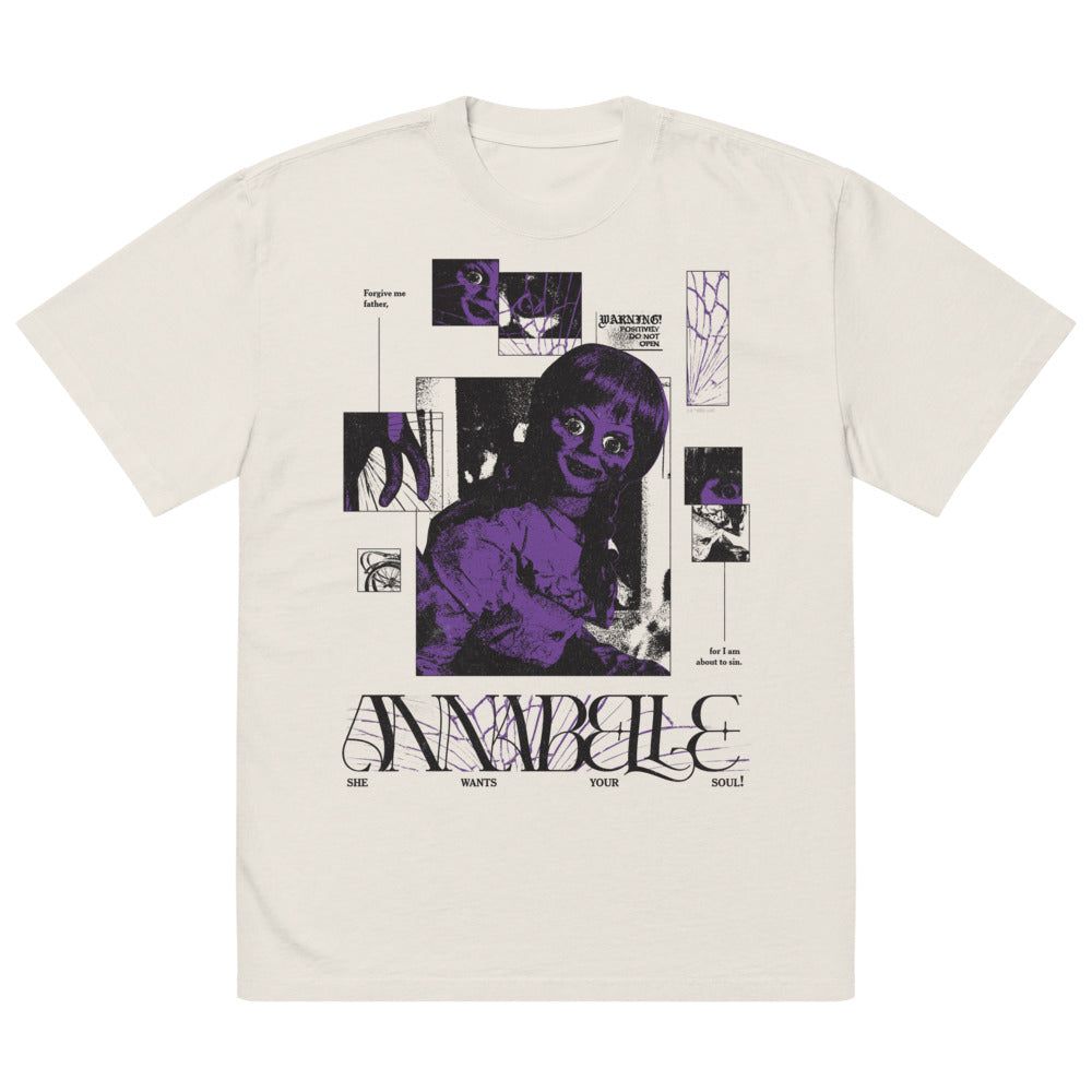 Annabelle She Wants Your Soul Oversized Faded T-shirt