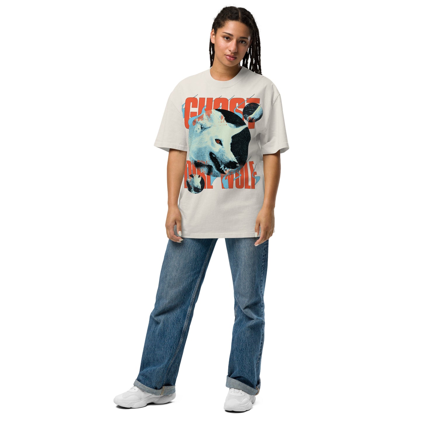 Game of Thrones Ghost Dire Wolf Oversized Faded T-shirt