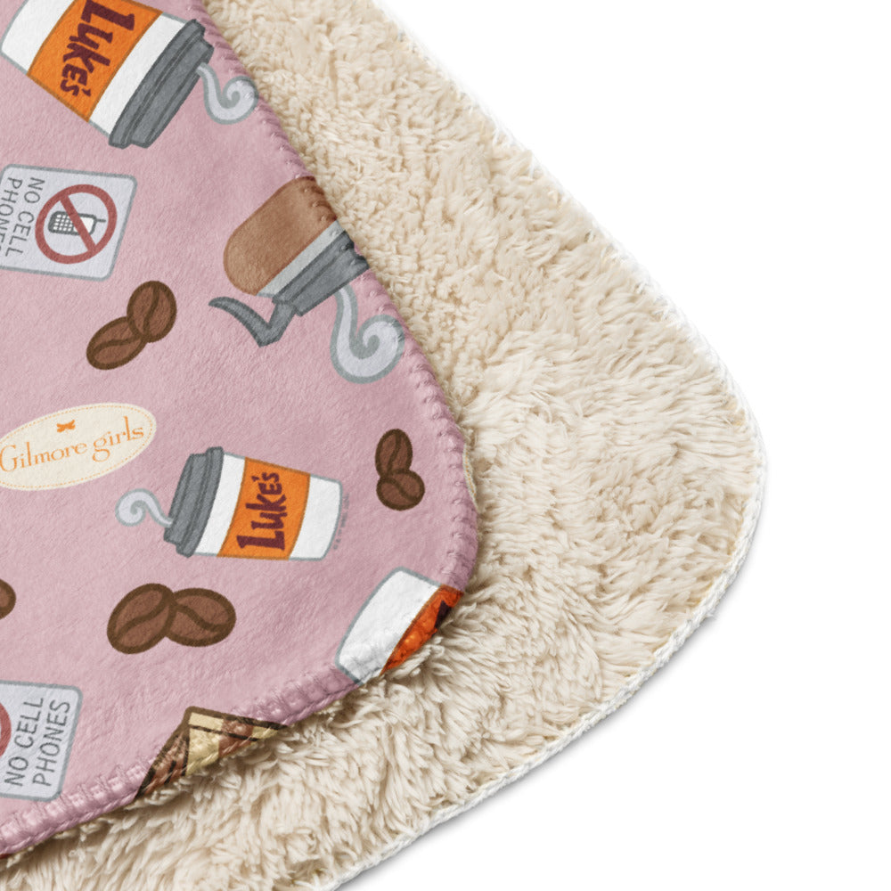 Gilmore Girls Luke’s Diner Pattern Sherpa Blanket