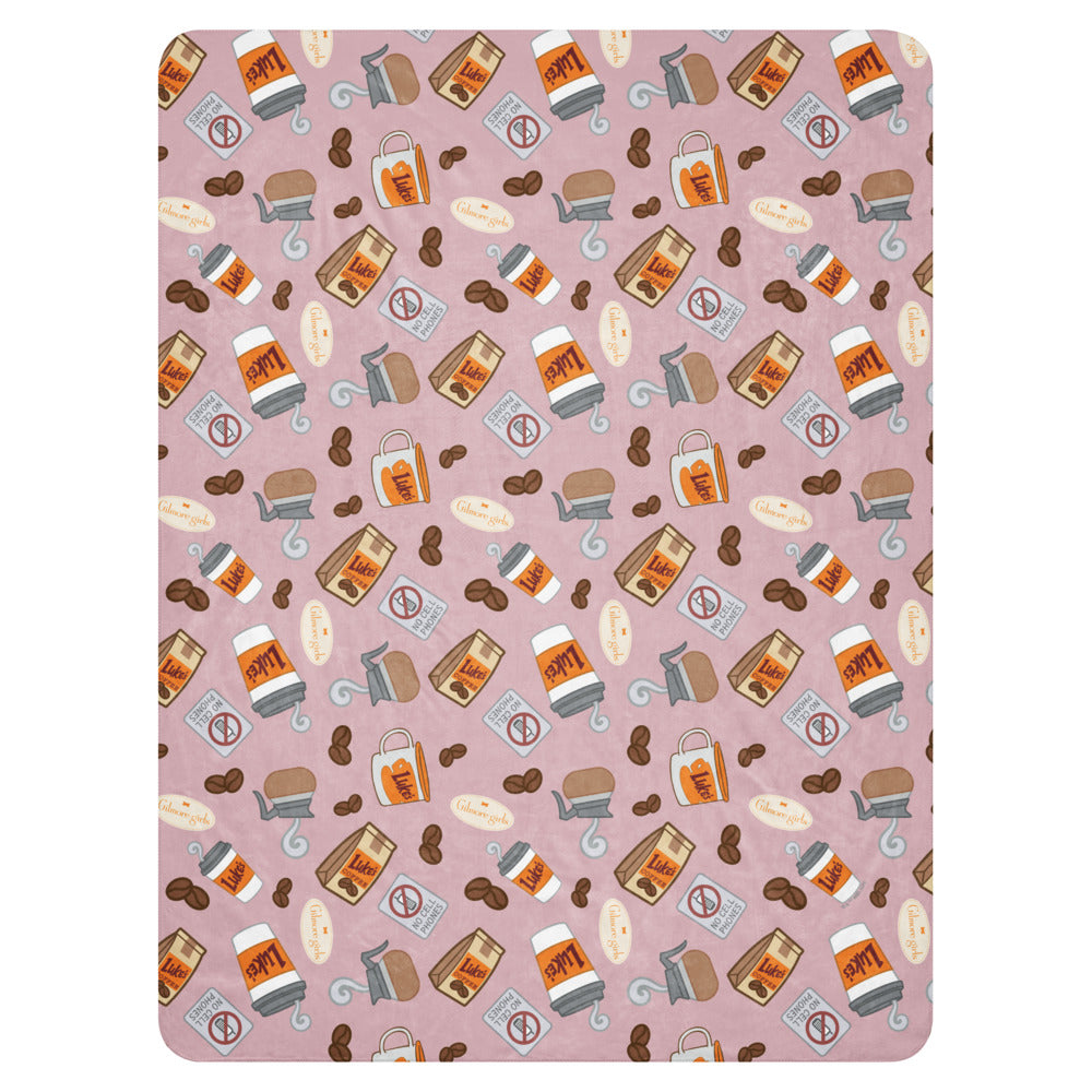 Gilmore Girls Luke’s Diner Pattern Sherpa Blanket