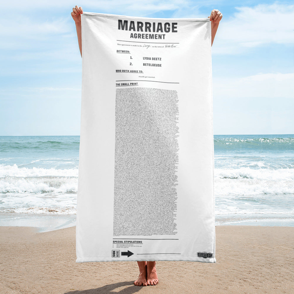 Beetlejuice Beetlejuice Marriage Agreement Beach Towel