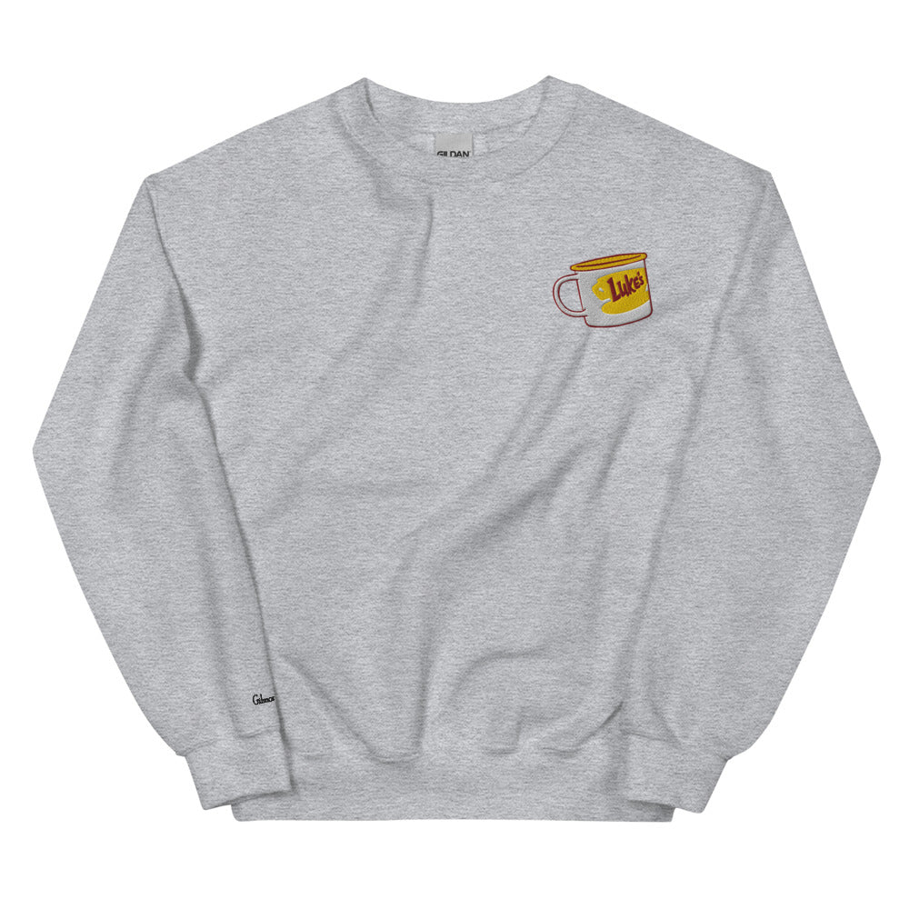 Gilmore Girls Luke's Diner Embroidered Crewneck Sweatshirt Sport Grey